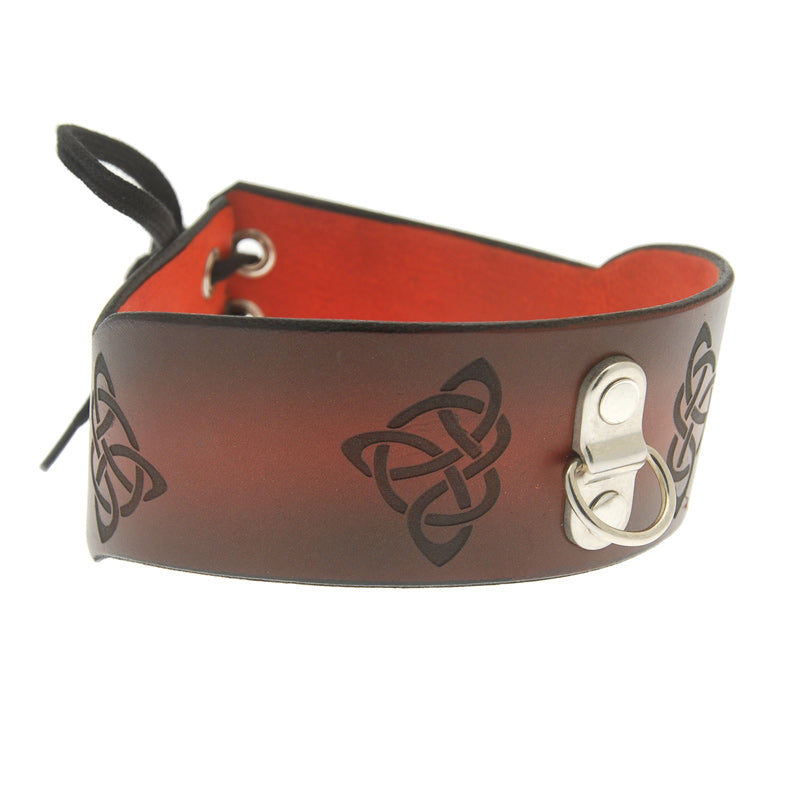 House Of Eros Dark Red Celtic Collar With Ring