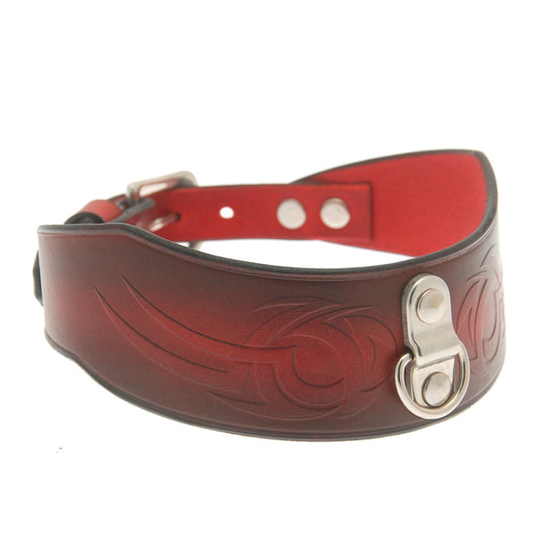 House Of Eros Dark Red Tribal Collar With D Ring
